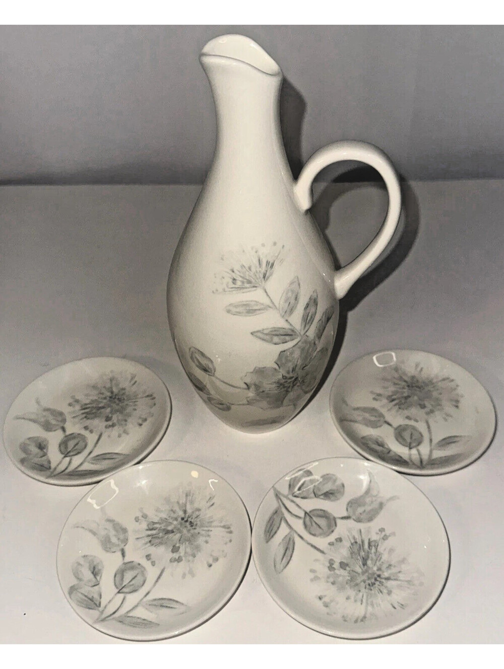 Lenox Dimension Everyday "Money Tree" Oil Bottle Decanter Pitcher 4 Dip Plates
